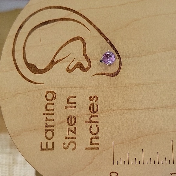 Genuine Purple Tourmaline Stud Earrings, S925 - Picture 5 of 10